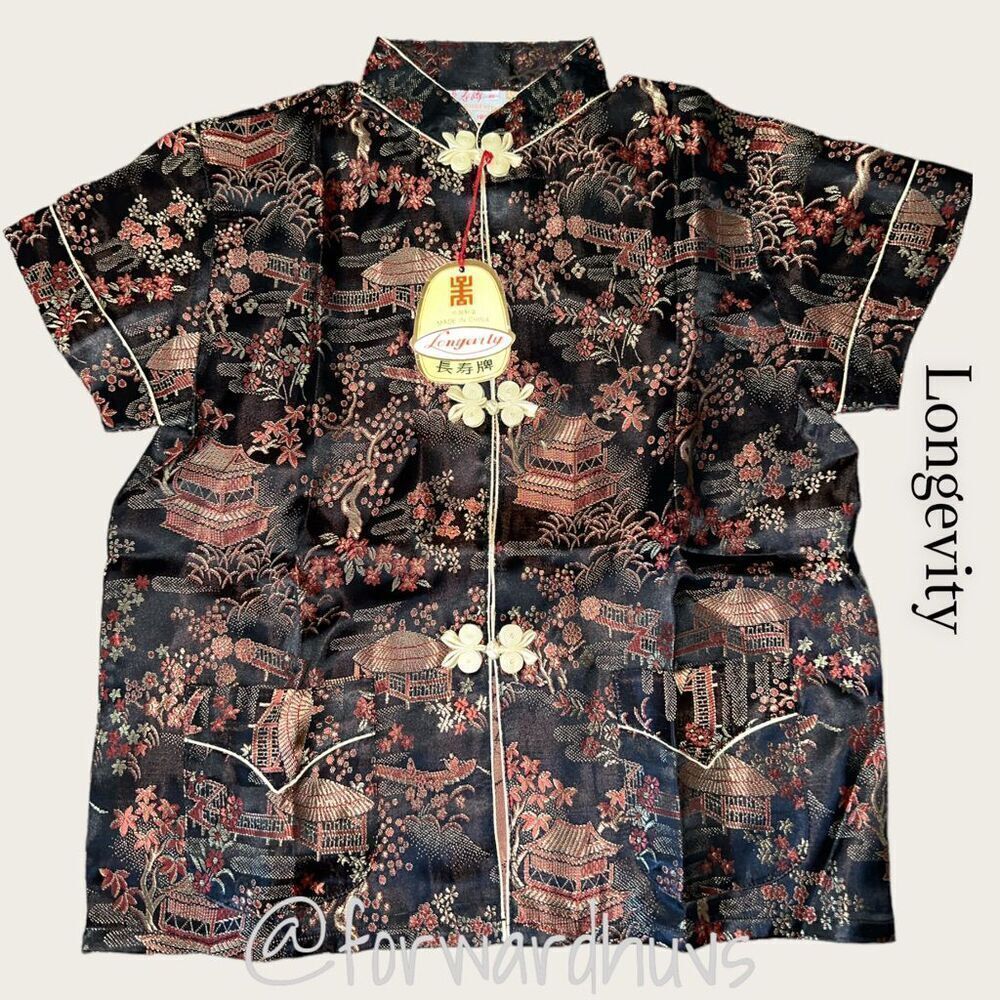 Longevity Asian Ethnic Silk Short Sleeve Top NWT Size 6 (2T-3T) See Measurements